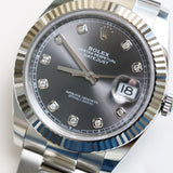 2024 Rolex Datejust 41 Grey Diamonds Dial Fluted Oyster Bracelet