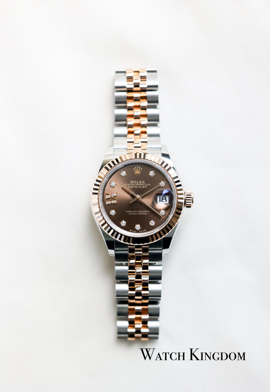 2023 Rolex Datejust 28 Chocolate Dial Fluted Jubilee Two Tone RG