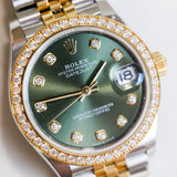 2025 Rolex Datejust 31 Green Dial Diamonds Bezel Ref. 278383RBR A000952