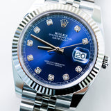 2023 Rolex Datejust 41 Blue Diamonds Dial Fluted Jubilee