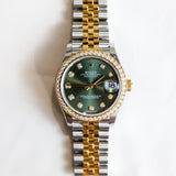 2025 Rolex Datejust 31 Green Dial Diamonds Bezel Ref. 278383RBR A000952