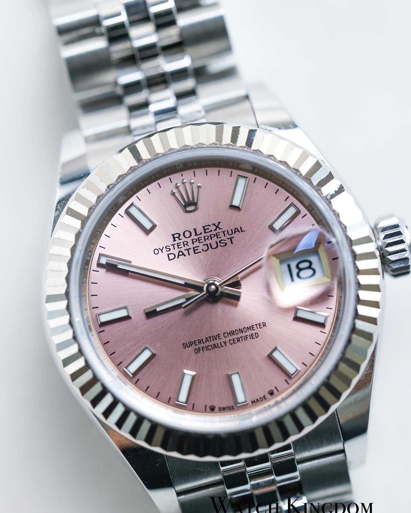 2021 Rolex Datejust 28 Pink Dial Fluted Jubilee