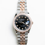 2023 Rolex Datejust 36 Black Dial Diamonds Dial Two Tone RG