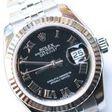 2015 Rolex Datejust 26 Black Roman Dial Fluted Jubilee Ref. 179174 B00185