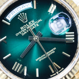 2024 Rolex Daydate 36 Ombre Green Dial Full Yellow Gold Ref. 128238 A001740