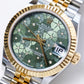 2023 Rolex Datejust 31 Green Floral Motif Dial Two Tone YG