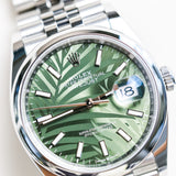 2023 Rolex Datejust 36 Green Palm Motif Dial Jubilee