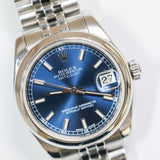 2014 Rolex Datejust 31 Blue Dial Smooth Bezel Jubilee Ref. 178240 A001638