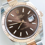 2023 Rolex Datejust 41 Chocolate Dial Fluted Oyster Two Tone RG