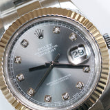2017 Rolex Datejust II 41 Slate Diamonds Dial Fluted Oyster Ref. 116334 A001567