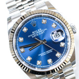 2022 Rolex Datejust 36 Blue Dial Diamond Dial Fluted Jubilee Ref. 126234 A000922