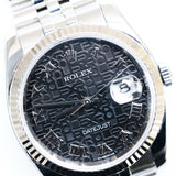 2013 Rolex Datejust 36 Black Continuous Motif Ref. 116234