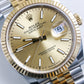 2022 Rolex Datejust 36 Champagne Dial Fluted Jubilee Two Tone Yellow Gold