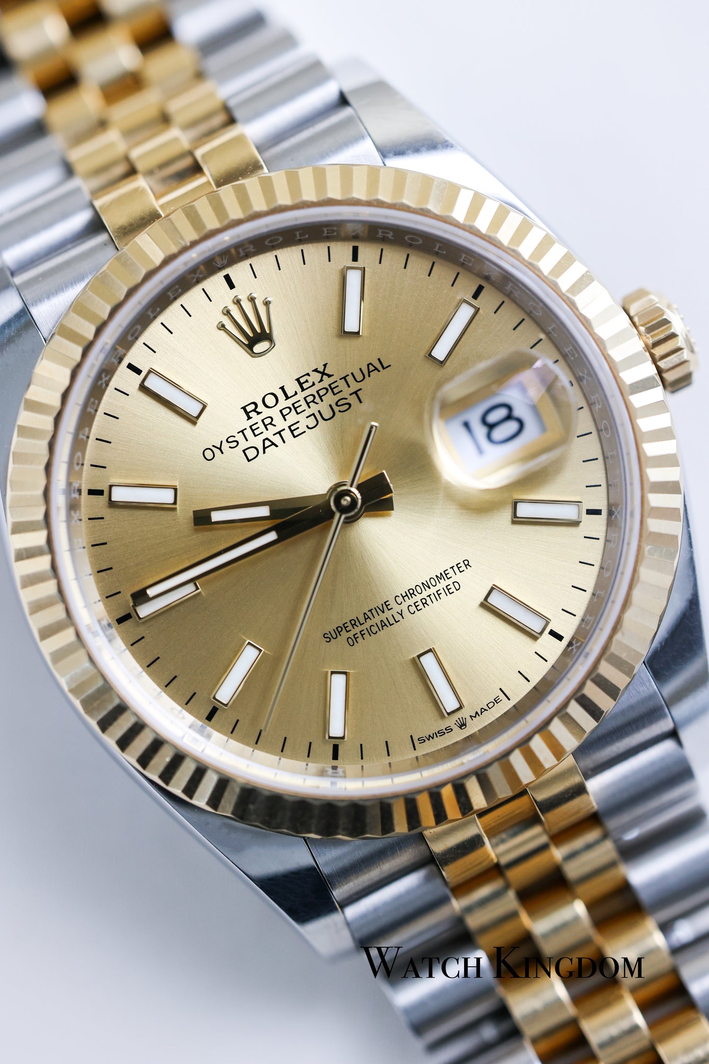2022 Rolex Datejust 36 Champagne Dial Fluted Jubilee Two Tone Yellow Gold