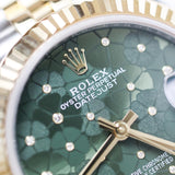 2023 Rolex Datejust 31 Green Floral Motif Dial Two Tone YG