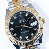2022 Rolex Datejust 41 Black Diamonds Dial Fluted Jubilee 2T YG Ref. 126333 A001627