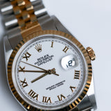 1998 Rolex Datejust 36 White Roman Numerals Dial Two Tone YG Ref. 16233 A001912