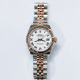 2026 Rolex Lady Datejust 28 White Roman Numerals Dial Fluted Jubilee Two Tone RG Ref. 279171 A001838