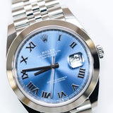 2023 Rolex Datejust 41 Azzurro Blue Smooth Jubilee Ref. 126300 A001111