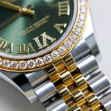 2023 Rolex Datejust 31 Green Dial Two Tone Yellow Gold