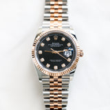 2023 Rolex Datejust 36 Black Dial Fluted Jubilee Two Tone Rose Gold