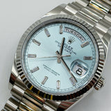 2022 Rolex Day-Date 36 Platinum Ice Blue Baguette Diamond Dial Ref. 128236 B00171
