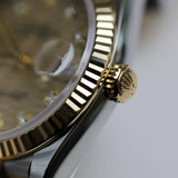 2023 Rolex Datejust 36 Champagne Diamonds Dial Fluted Jubilee Two Tone Yellow Gold