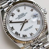 2023 Rolex Datejust 36 White Dial Fluted Jubilee