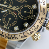 2021 Rolex Daytona Black Diamonds Dial Two Tone Yellow Gold