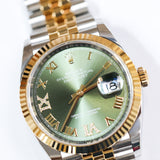 2026 Rolex Datejust 36 Green Roman Diamond Dial 2T YG Ref.126233 A001375