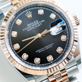 2023 Rolex Datejust 36 Black Dial Fluted Jubilee Two Tone Rose Gold