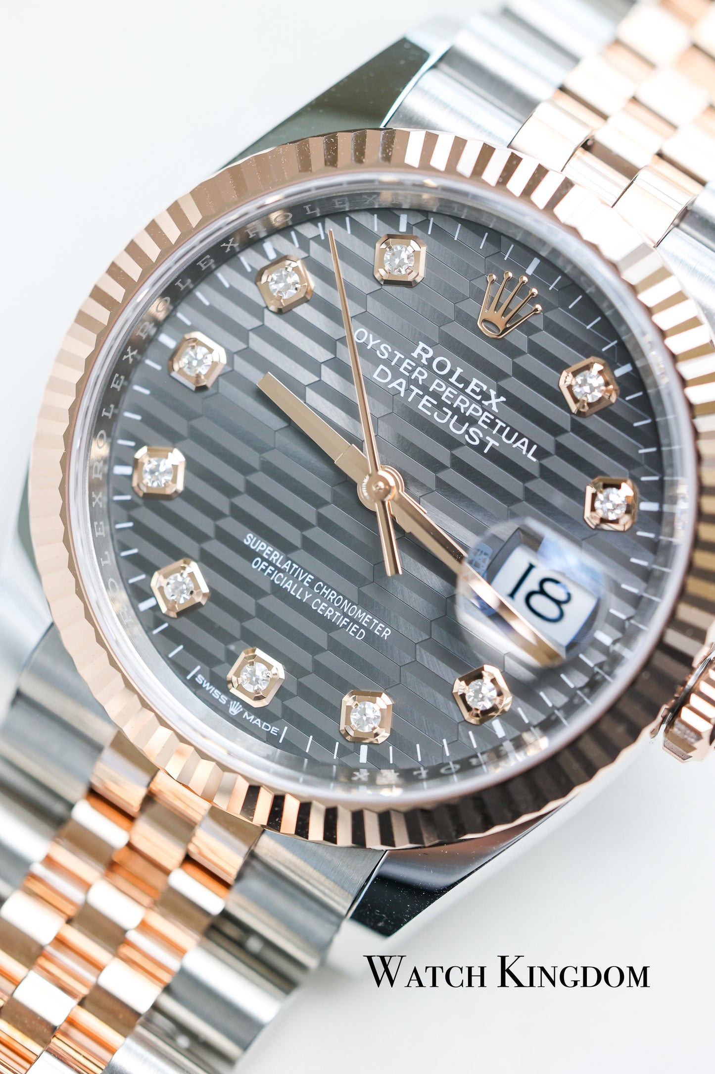 2023 Rolex Datejust 36 Grey Dial Fluted Jubilee Two Tone RG