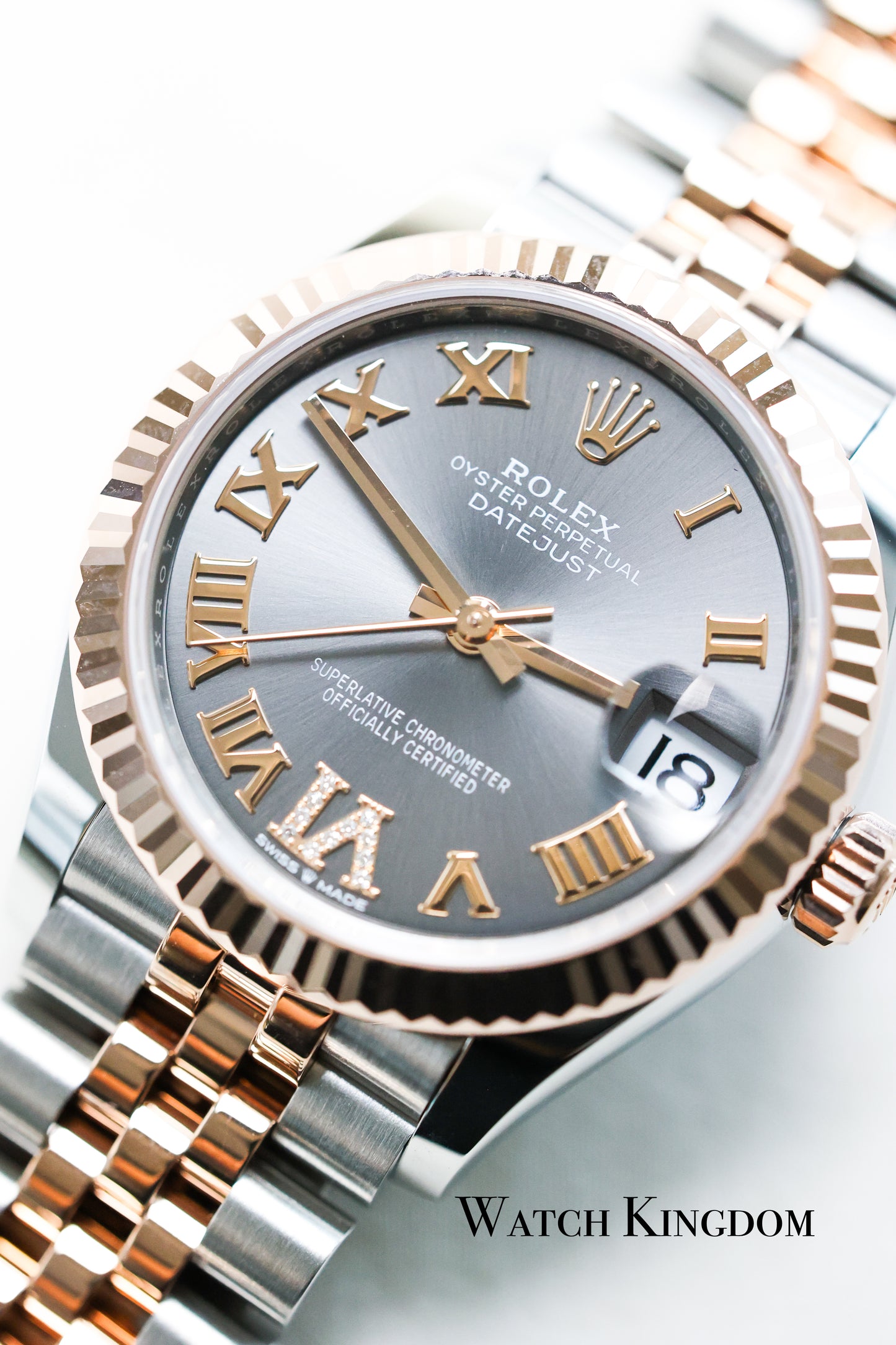 2023 Rolex Datejust 31 Grey Dial Fluted Jubilee Two Tone RG