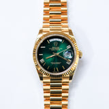 2024 Rolex Daydate 36 Ombre Green Dial Full Yellow Gold Ref. 128238 A001740