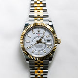 2023 Rolex Sky-Dweller White Dial Fluted Jubilee Two Tone YG