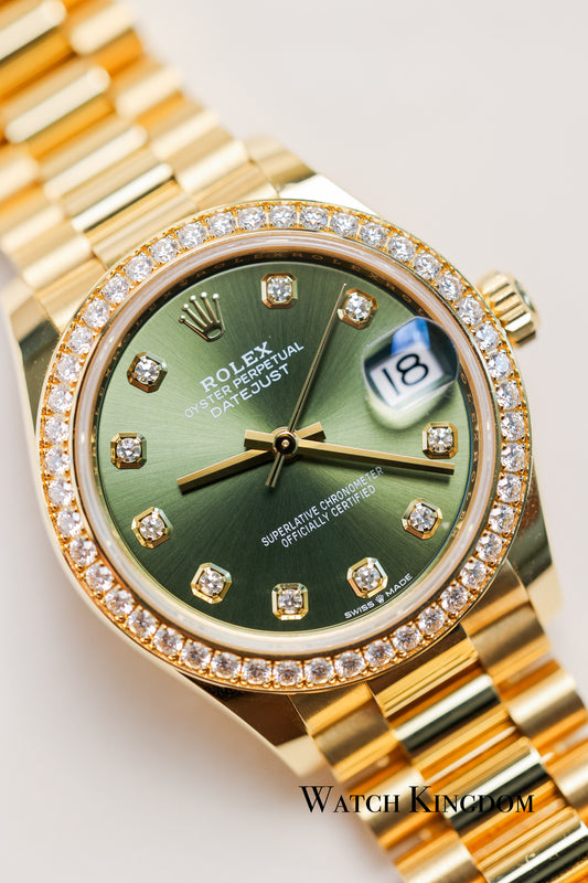 2023 Rolex Datejust 31 Green Dial President Bracelet YG