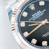 2023 Rolex Datejust 36 Black Dial Fluted Jubilee Two Tone Rose Gold