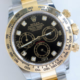 2021 Rolex Daytona Black Diamonds Dial Two Tone Yellow Gold