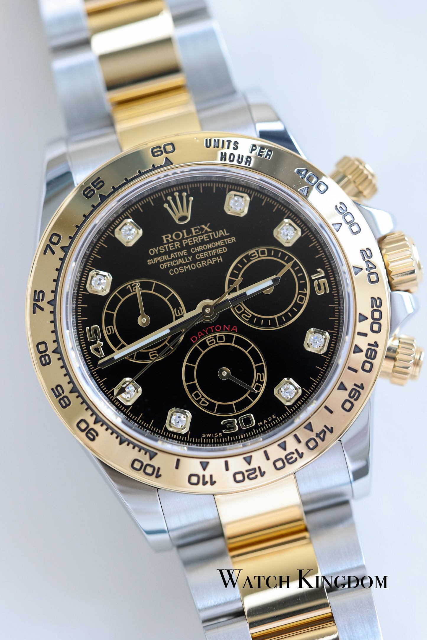 2021 Rolex Daytona Black Diamonds Dial Two Tone Yellow Gold