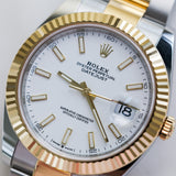 2023 Rolex Datejust 41 White Dial Fluted Oyster Two Tone YG