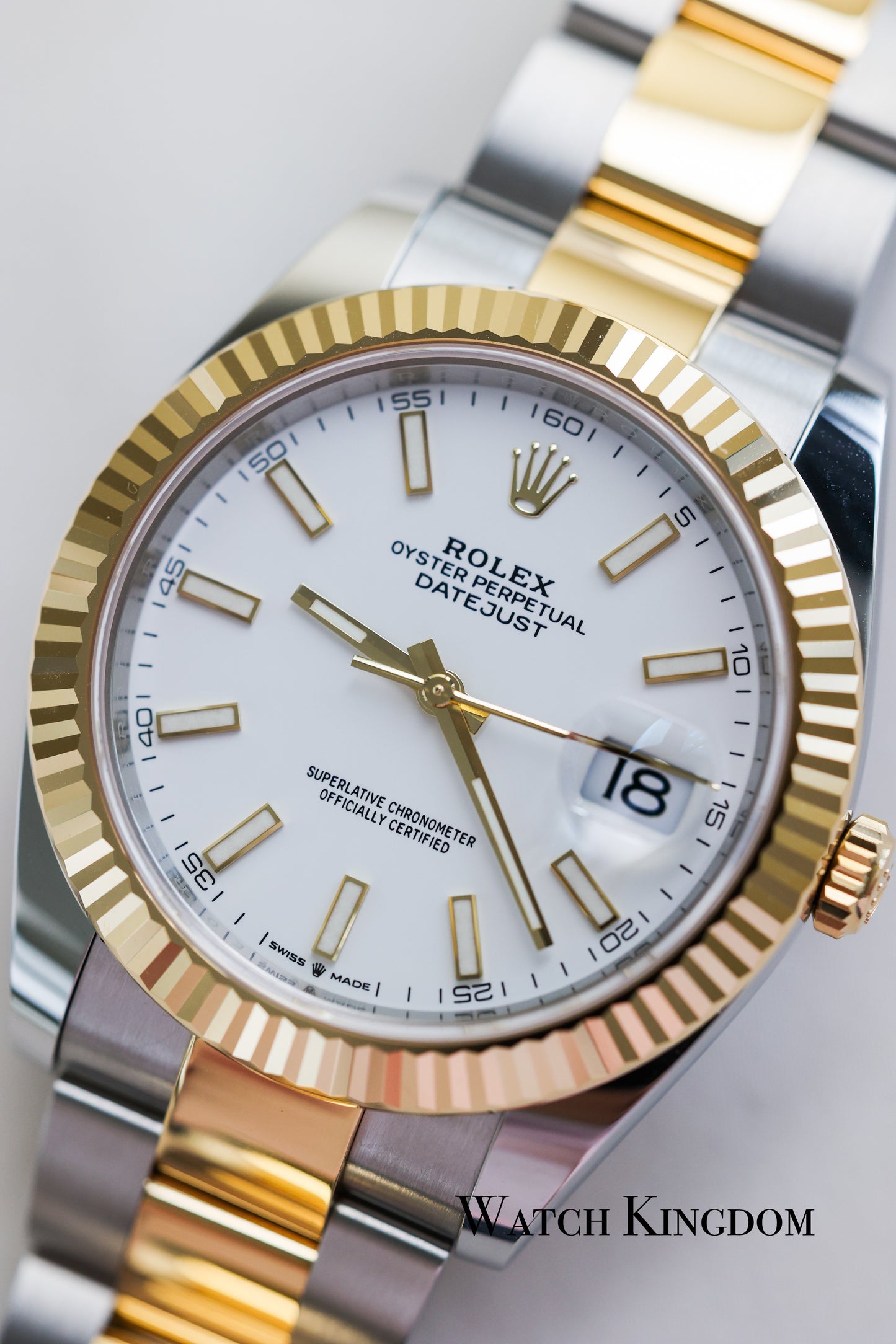 2023 Rolex Datejust 41 White Dial Fluted Oyster Two Tone YG