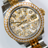 2015 Rolex Datejust 26 Champagne Meteorite Diamonds Dial Diamonds Bezel Jubilee 2T YG Ref. 179383 A001520