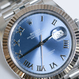 2019 Rolex Datejust 41 Azzurro Blue Dial Fluted Jubilee Ref. 126334 A001233
