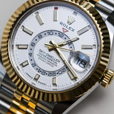 2023 Rolex Sky-Dweller White Dial Fluted Jubilee Two Tone YG