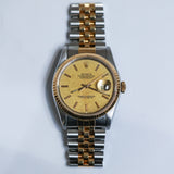 1989 Rolex Datejust 36 Champagne Mosaic Linen  Dial Fluted Jubilee Two Tone YG Ref. 16233 A001851