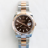 2023 Rolex Datejust 41 Chocolate Dial Fluted Oyster Two Tone RG