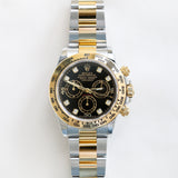 2021 Rolex Daytona Black Diamonds Dial Two Tone Yellow Gold