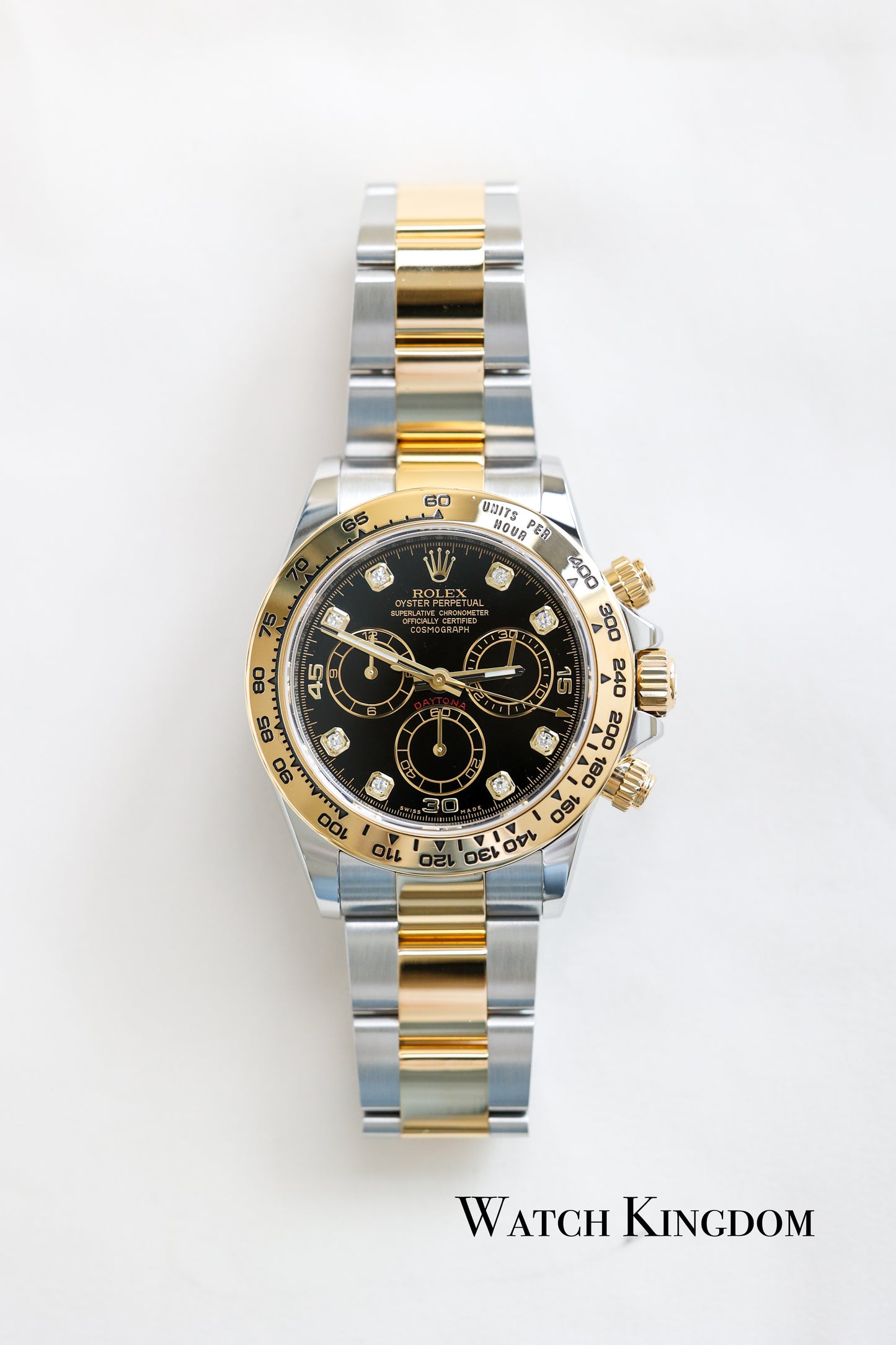 2021 Rolex Daytona Black Diamonds Dial Two Tone Yellow Gold