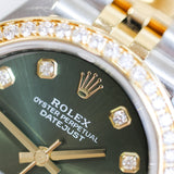 2026 Rolex Datejust 31 Olive Green Diamonds Dial Diamonds Bezel Two Tone YG Ref. 278383RBR A001917
