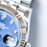 2022 Rolex Datejust 36 Blue Dial Diamond Dial Fluted Jubilee Ref. 126234 A000922